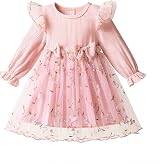 NNJXD Baby Girl Flower Embroidery Fall Long Sleeve Toddler Dress | Birthday Party, Princess, Tulle