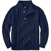 BesserBay Boys Winter Warm Cable Knit Button Down Sweaters Raglan Sleeve Mock Neck Cute Pullover 3-12 Years