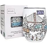 Beary Blu Cities Around the World 12 Oz Tumbler Series - Designed in the USA - Vacuum Insulated Tumbler with Lids - Stainless Steel Wine Coffee Water Travel Mug, for Hot Cold Drink (San Francisco)