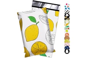 Jowlroel Lemon Printed Poly Mailer 6x9 Inch 100 Pcs, Waterproof and Tear-Resistant Shipping Bags for Clothing, Strong Mailing Bags with Self-Seal, Cute Packaging Bags for Small Business
