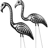 Zombie Skeleton Flamingo Yard Ornaments with Stakes, Pack of 2 by Skeleteen
