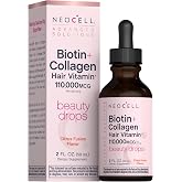 NeoCell Liquid Biotin and Collagen | 110,000mcg | Beauty Drops | Hair Vitamin | Skin and Nails Supplement