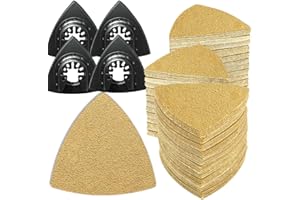 Gulrear 124PCS Multitool Sanding Pads for Oscillating Tool Sanding Attachments, Contains Triangle Sandpaper in a Variety of Grits, Detail Sanders for Woodworking, Metal and Other Surfaces