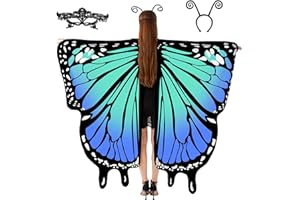 Tibeha Halloween Butterfly Wings for Women - Girls Kid Adult Costume Cape, Mask, Antenna Headband