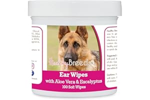 Healthy Breeds German Shepherd, Saddle, Ear Cleaning Wipes with Aloe & Eucalyptus for Dogs 100 Count
