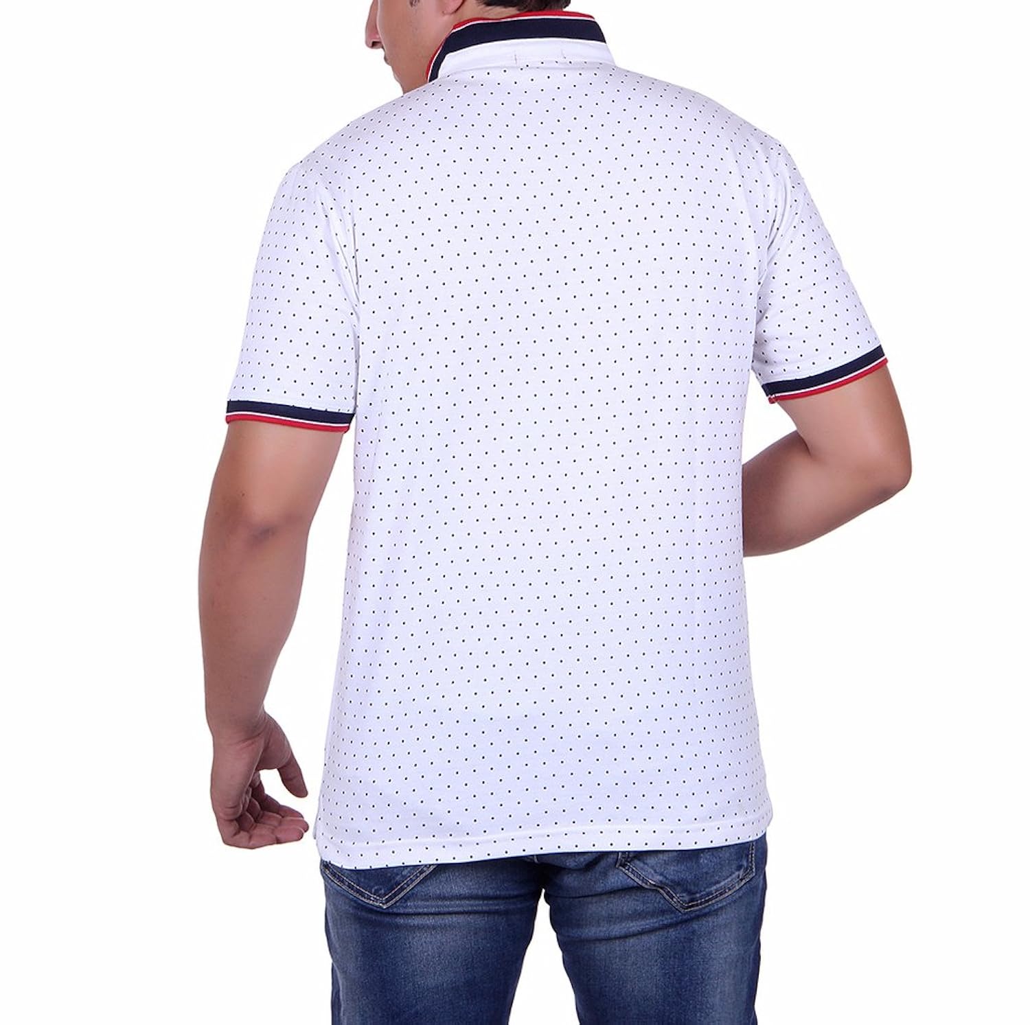 vivid bharti white half sleeve ban collar dot printed men's tshirt(premium quality t-shirt)