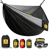 Camping Hammock with Mosquito Net, 500 lbs Portable Hammock with Tree Straps, 2-in-1 Double/Single Travel Hammock Tent for Ou