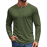 COOFANDY Mens Henley Shirts Long Sleeve Casual Pullover Shirt Fashion Button T-Shirt