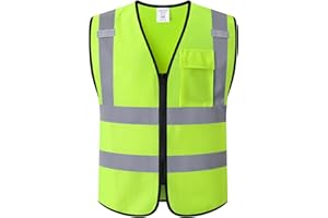 Kazsaifo Hi Vis Reflective Safety Vest for Men Women with Chest Pocket Mesh High Visibility Class 2 Construction Vest,Meets ANSI/ISEA Standard(KZ179-Yellow-L)