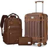 LARVENDER Expandable Carry on Luggage Sets 3 Piece Suitcases Set, Maple | 22x14x9 Airline Approved, Expands 2", 360&deg; Spinner Wheels, TSA-Approved Lock, Lightweight ABS Hardshell, Backpack Set