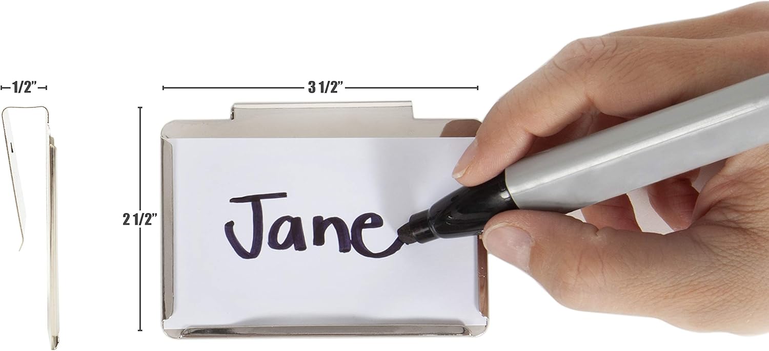 Basket Bin Labels Clip on | Label Holders for Basket or Storage Bins | Metal Hanging Bin Clip Labels - Stainless/Nickel Finish [Pack of 6]: Home & Kitchen