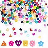 200PCS Mixed Color and Style Mini Buttons Tiny Resin Buttons 2 Hole Heart Star Flower Round Triangle Shapes Mini Button for Dolls Clothing Sewing Accessories DIY Hand Sewing AIDS Doll Clothes