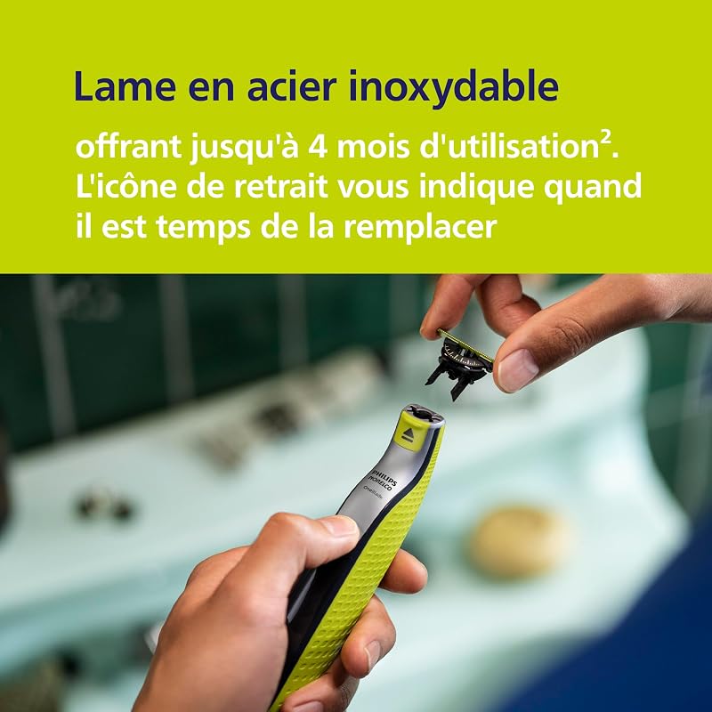 OneBlade 360 Authentique Visage + Corps - Tondeuse à barbe électrique, tondeuse corps et rasoir avec technologie de lame 360, 2 lames 360, 4 sabots barbe de 3 jours, 1 kit Corps, QP2834/31