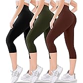 Blisset Women's High Waisted Capri Buttery Soft Tummy Control No See Through Workout Athletic Running Yoga Cycling