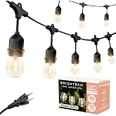 Brightech Ambience Pro LED Outdoor String Lights - Commercial Grade Waterproof Patio Lights with 48 Ft Dimmable Edison Bulbs, Porch String Lights for Patio, Backyard - 15 Bulbs 2W Soft White