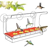 LUJII All One Piece Window Hummingbird Feeder with 5 Strongest Suction Cups, 20 fl.oz Hummer Feeder for Outside, Removable Lift-up Nectar Tray with 5 Feeding Ports, Gift for Bird Lover (Clear)