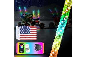 Autmens 1PCS-2FT Whip Lights with Remote Control,Spiral RGB Led Whip Light Chasing Patterns Stop Turn Reverse Lighting Modes Safety Lighted Antenna for UTV/ATV/SXS RZR, Dune Buggy, Truck