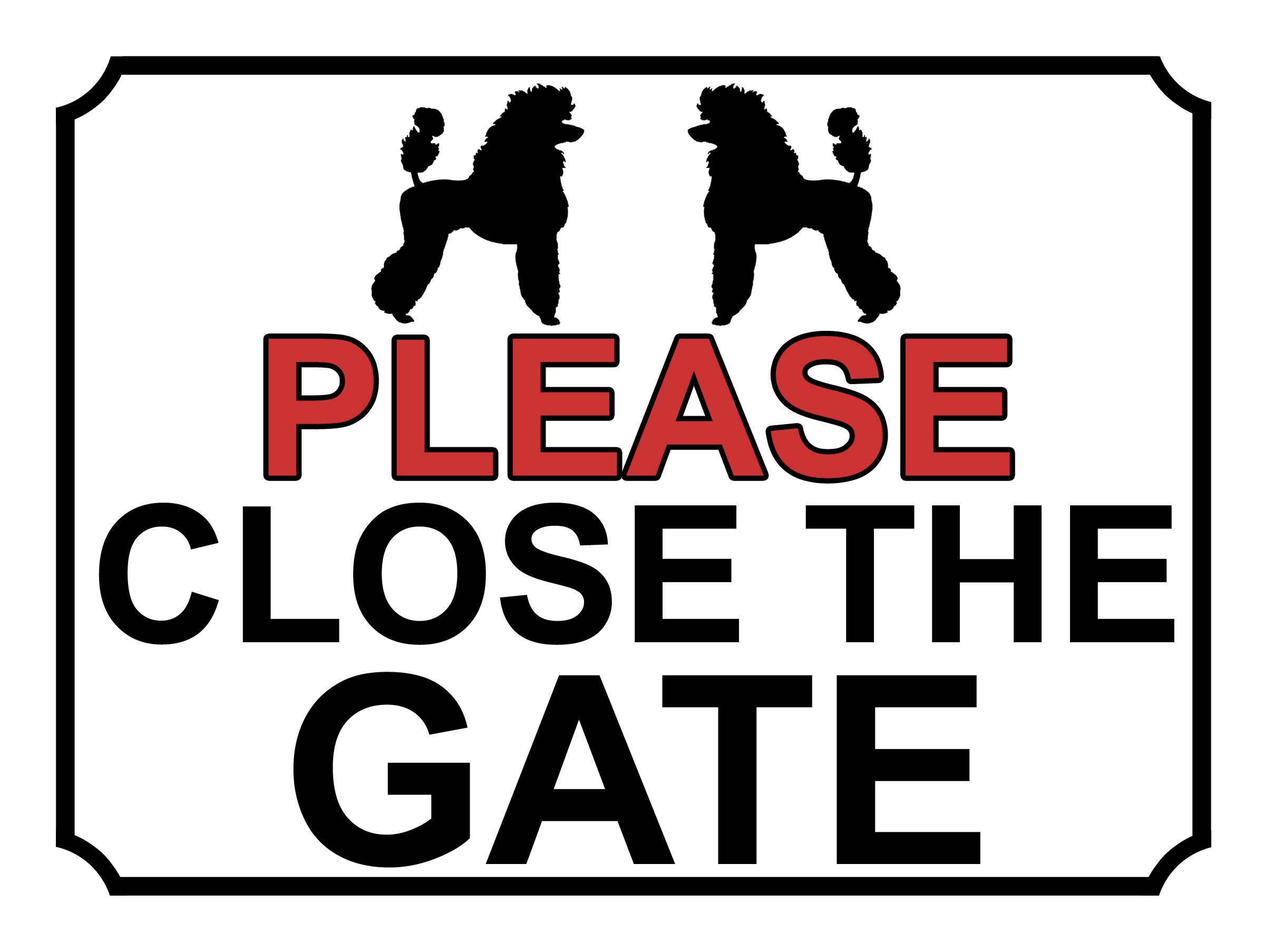 SHAWPRINT PLEASE CLOSE THE GATE DOG THEME METAL SIGN 200MM X 150MM (513H1)