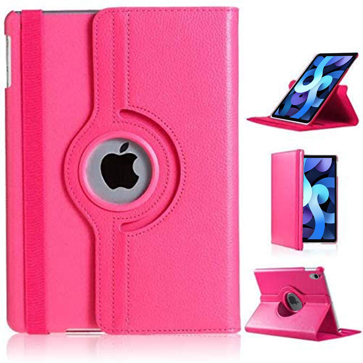 For iPad Air 11 (M4 2026/M3 2025/M2 2024) Case/iPad Air 10.9 4th 2020/5th 2022 Generation 360 Rotating Stand Multi-Angle Viewing Auto Wake/sleep Smart Folio Kids Friendly Protective Cover (PINK)