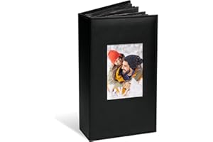 Vienrose Photo Album 4x6 300 Photos Leather Cover Picture Book with 300 Horizontal Pockets, Slip-in Picture Albums for Wedding Baby Vacation, Black