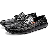Classic Men's Leather Driving Loafer Casual Alligators Printed Metal Business Shoes Party Wedding Driving Moccasin