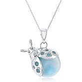 Natural Larimar Necklace in Silver - Starfish Seahorse Anchor - Natural Larimar Jewelry - Beautiful Blue Larimar Stones - Larimar Gemstone Necklaces for Women