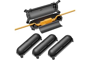 iwillink 4 Pack Outdoor Extension Cord Cover Waterproof - Weatherproof Electrical Connection Box for Outdoor Outlet, Plug, Socket, Christmas Holiday Decoration, Power Tool, Black
