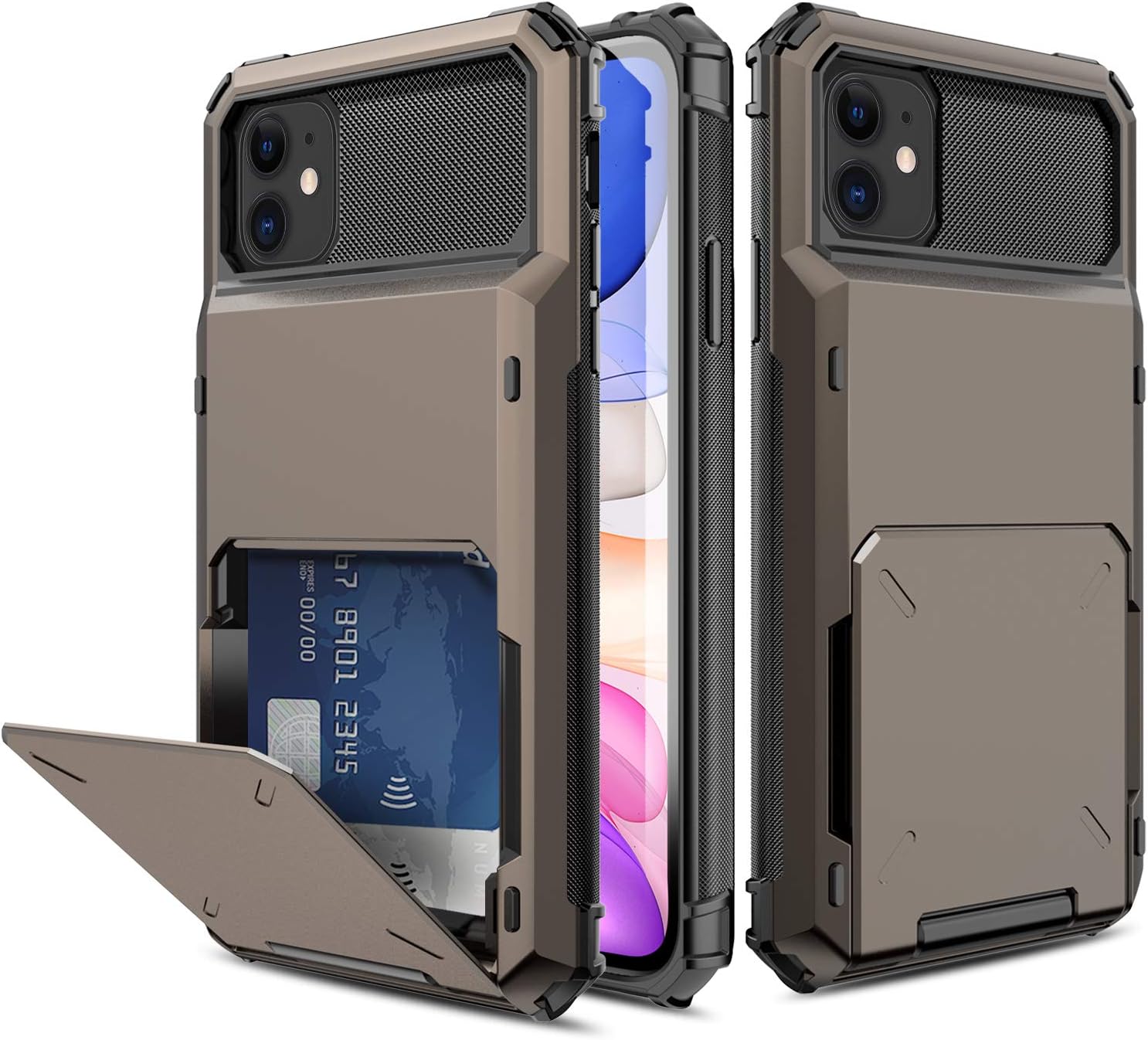 Yunerz Compatible iPhone 11 Case, iPhone 11 Wallet Dual Layer Protective Case with Card Holder Slot for iPhone 11 2019 6.1inch(Black)