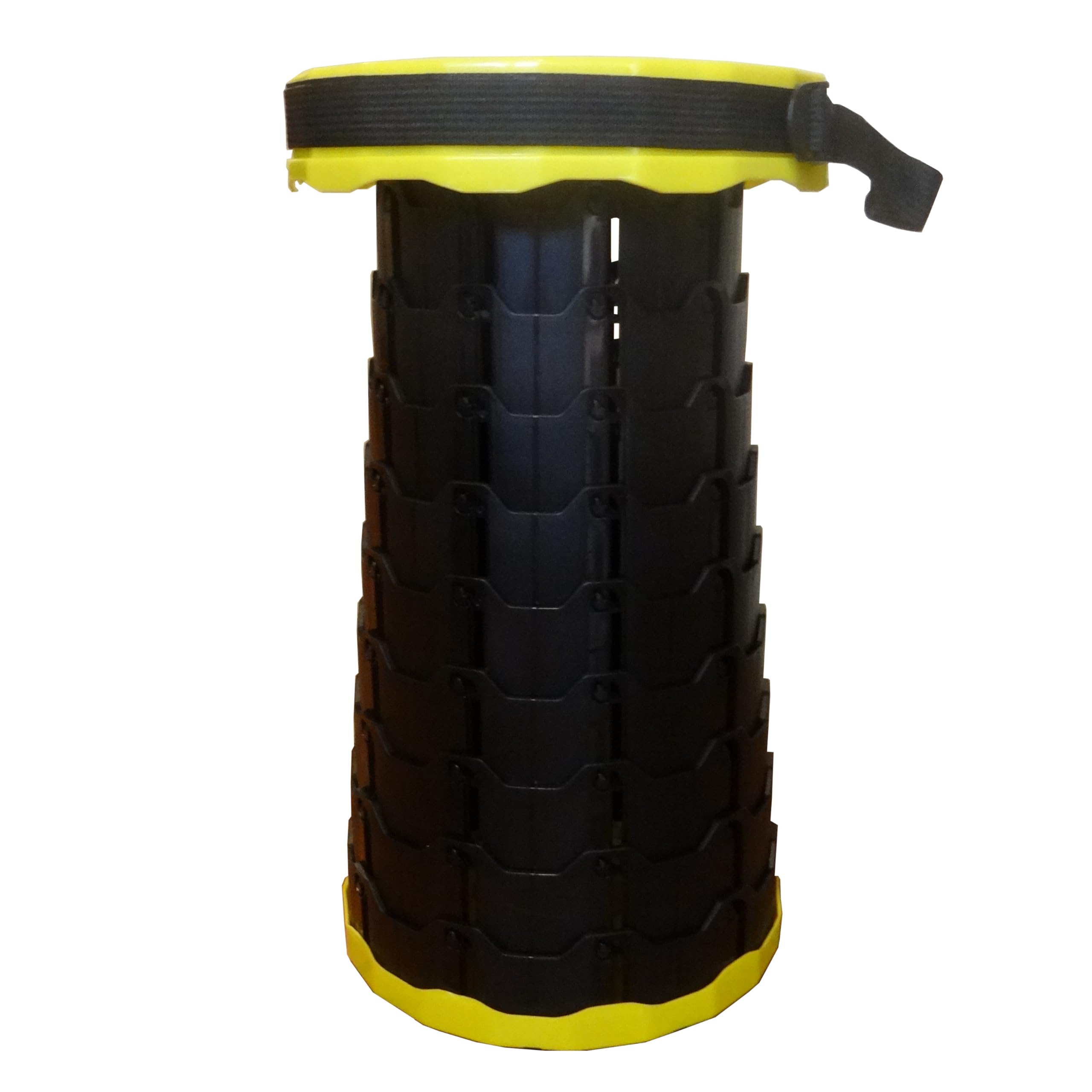 Telescopic Stool by A2Z2U Group. Collapsible Stool for Adults. Best for Camping/Travel. Holds Up to 250kg (550lbs, 40 Stone). Made from Sturdy Plastic. (Yellow & Black)
