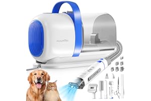 FUKUMARU Dog Grooming Vacuum & Kit, Dog Hair Vacuum with Pet Clipper Nail Grinder, 2L Dust Cup Brush Vacuum with 6 Pet Groomi