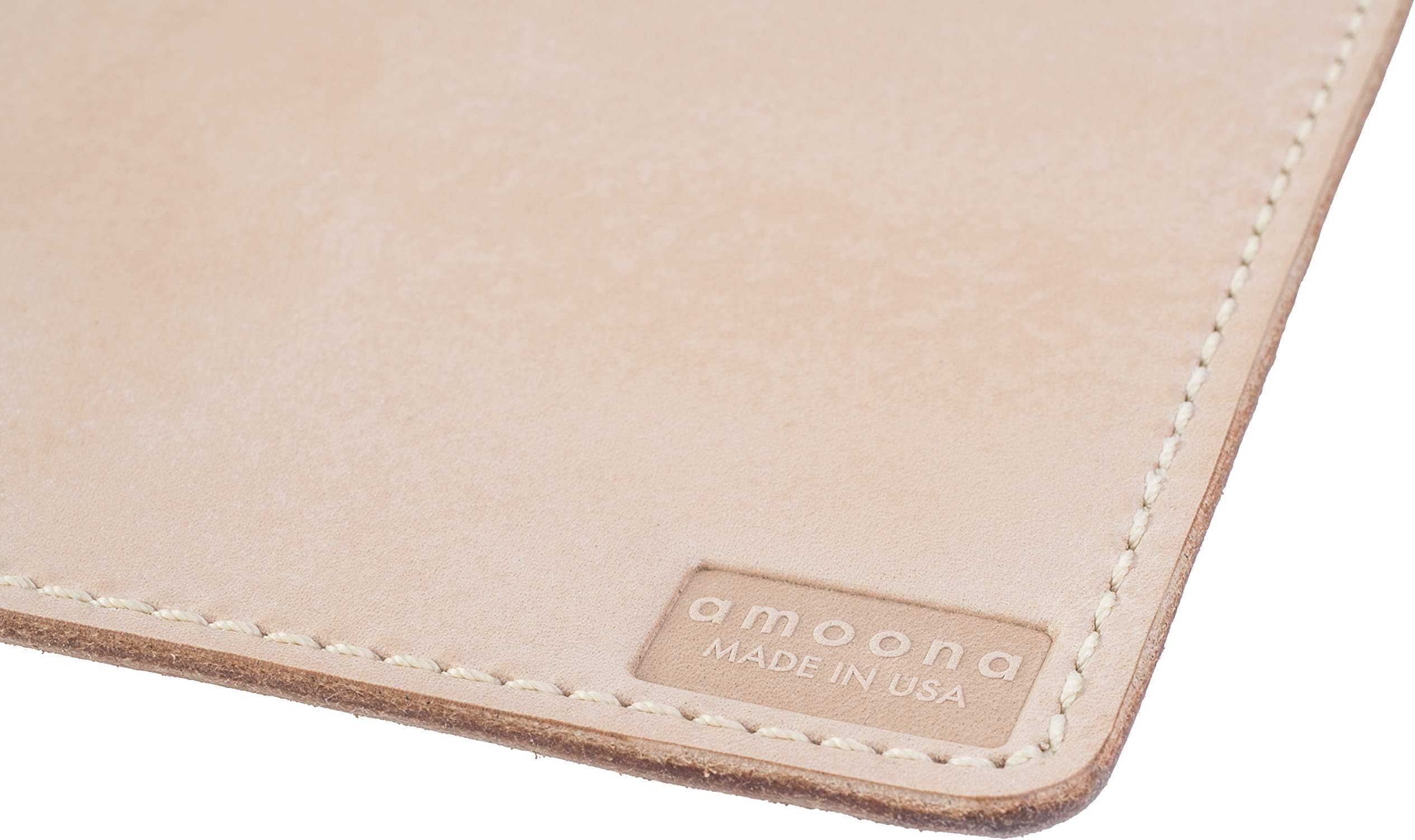 Matty (9x8 in.) Natural Vegetable Tan Rustic Full Grain Leather Desk Mouse Pad Writing Mat. Handcrafted in USA. Family Owned & Operated.