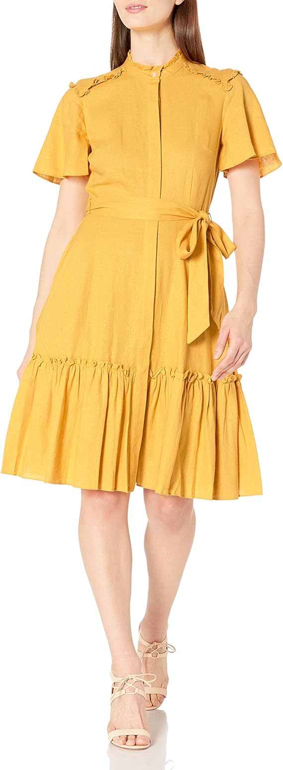 donna morgan short sleeve fit & flare dress