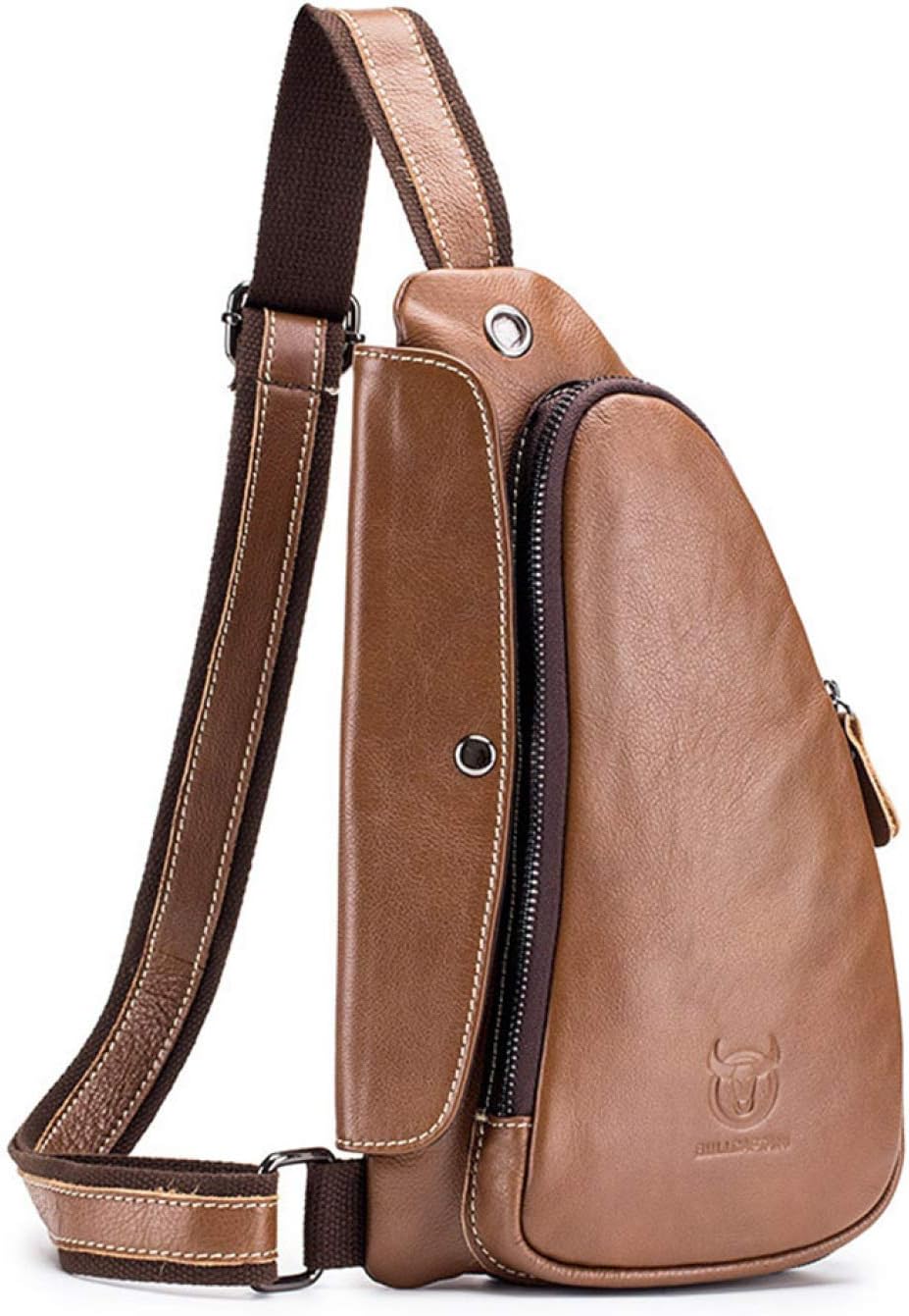 Moiraurs unexceptionable Bullcaptain Crossbody Bag For Men Messenger Leather Chest Bag Casual Shoulder Strap Pack Fashion
