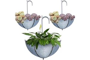 yosager 3 Pack Galvanized Metal Umbrella Wall Planter, Hanging Wall Flower Holder, Succulent Hanger Vase Indoor Outdoor Rustic for Garden Home Wall Decor