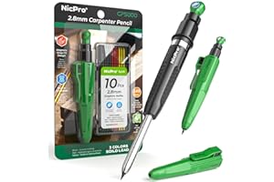 Nicpro CP5000 Carpenter Pencil with Armored Exterior, Multifunction Portable All-in-one Deep Hole Marking for Construction, P