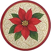 Vintage Christmas Poinsettia Floral Non-Slip Round Area Rugs Kitchen Floor Mat Soft Floor Carpet for Chair Living Room Bedroo