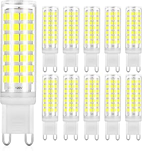 G9 LED Bulb Dimmable 7W Equivalent to 50W 60W Halogen Bulbs 550 Lumen Daylight White 6000K, G9 Bi Pin Base Light Bulbs AC120V Lamp for Chandelier Home Lighting 10 Pack Yuiip