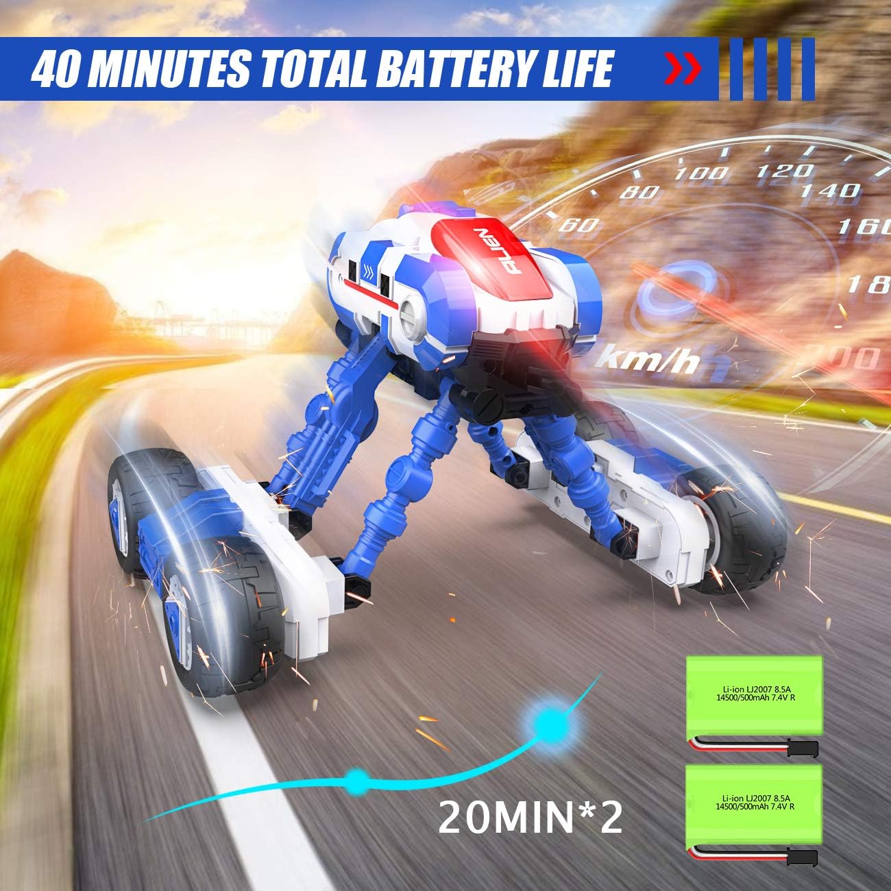 RC Cars, HBUDS 2.4GHz Remote Control Electric 4WD High Speed Monster Truck Toys, 2 Batteries for 40 Min Play, Off Road Crawler Stunt Car 360° Flips Vehicles Hobby Gift for Boys & Girls: Toys & Games