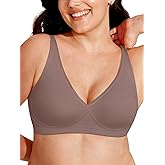 Yisfo Wireless No Underwire Seamless Jelly Full Coverage Plunge V Mesh Bras for Women Supportive Tshirt Bralettes (Grey,L)