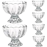 Jeorywoet Dessert Bowls, Ice Cream Bowls 6Pcs Glass Dessert Bowls Set Footed Cups 6.8 Oz Trifle Bowl Clear Snack Cup for Frui