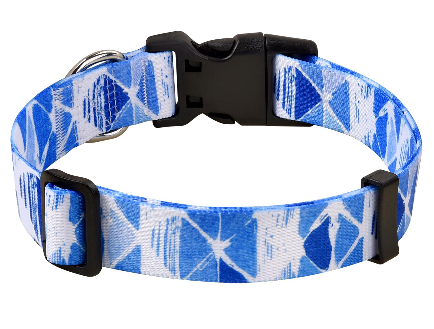 MarukoPet Dog Collar, Adjustable for Small Medium Large Dogs Puppy, Cute Design with Bohemia Floral Tribal Geometric Patterns Boys Girls Dog Collar(Blue Triangle-M)