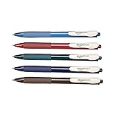 Amazon Basics Gel Pens with Clip - Vintage Colors, Medium Point, 5 count