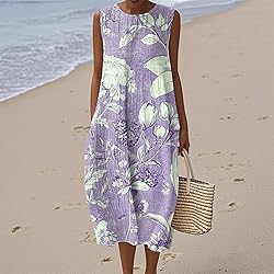 Cute Dresses Summer Fall Cotton Linen Midi Dresses
