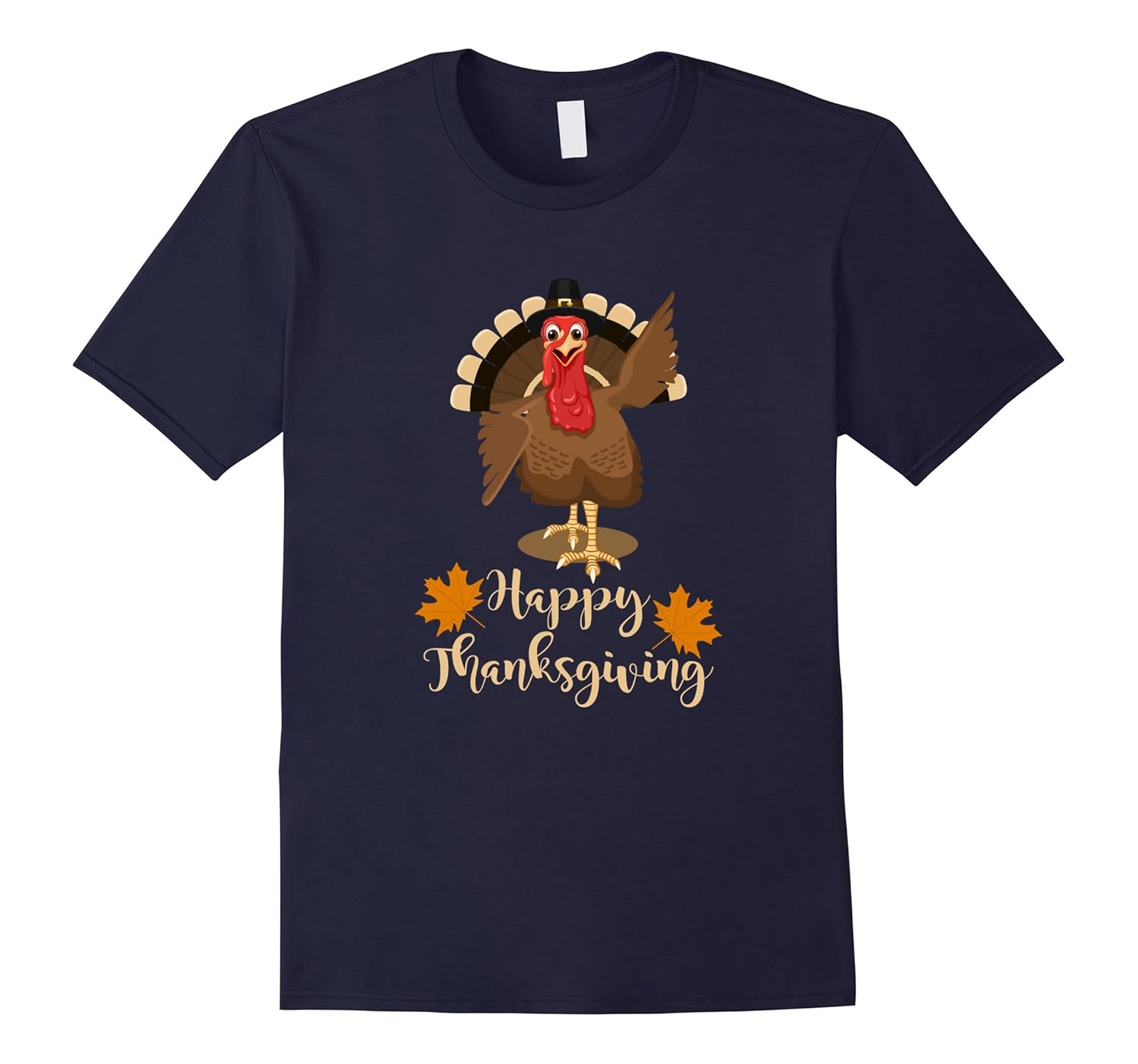 Happy Thanksgiving Turkey Pilgrim Hat T-Shirt - Thanksgiving-Rose