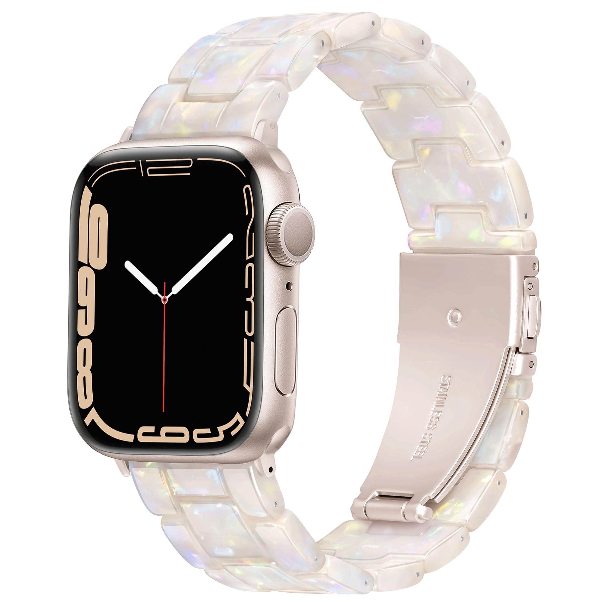 Vamyzji Compatible with Apple Watch Strap 42mm(Series 11 10) 41mm 40mm 38mm, Light Resin Waterproof Sport White iWatch Strap, Stainless Steel Clasp for Apple Watch Series 11 10 9 8 7 6 5 4 SE 3 2 1