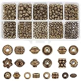 PH PandaHall 500Pcs 10 Styles Metal Spacer Beads, Tibetan Antique Jewelry Spacers Alloy Loose Beads for Bracelet Necklace DIY Craft, Antique Bronze