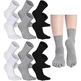 Fourluoo Toe Socks with Massage Grips for Men and Women Cotton Athletic Running Finger Socks
