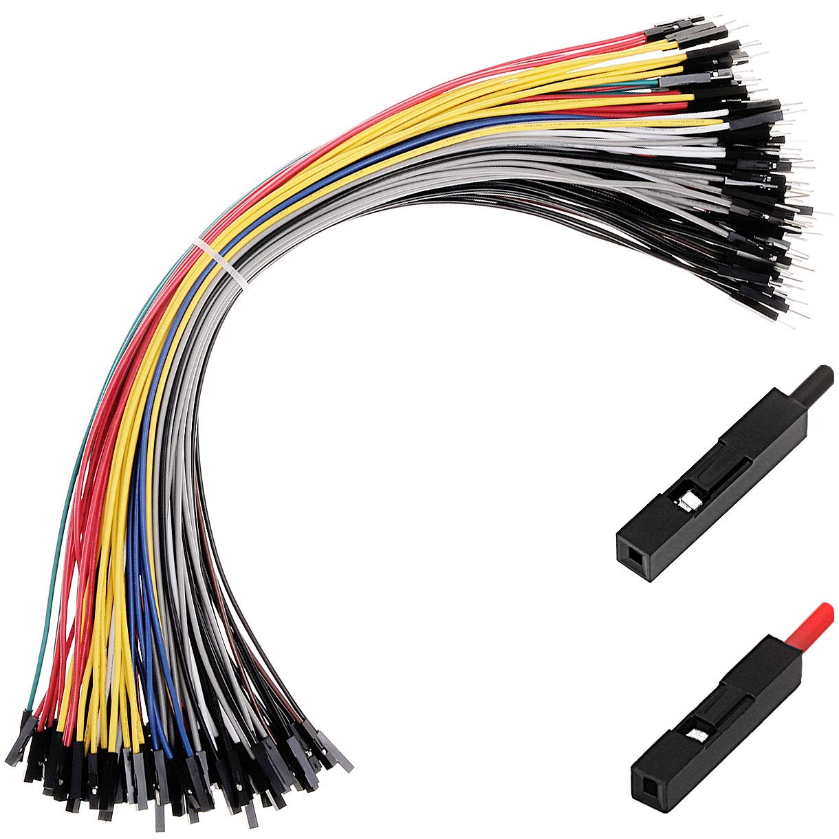 Breadboard Jumper Wires Cables 22AWG For Arduino Raspberry Pi Male Female, 20% MORE Red and Black Jumpers Wires, Square Head 0.1'' 10 Colors Total 120-Pack (30CM, M/F)