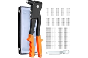 GETLITOOL Rivet Gun Tool, Pop Rivet Tool Kit with 200PCS Rivets, Heavy Duty Hand Rivet Nut Tool Riveter with Storage Case for Automotive, Furniture, Blind Rivets
