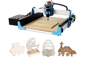 WolfPawn 4040 PRO CNC Router Machine,3-Axis All-Metal with Steel Wheel Engraver Milling Machine,500W Trimmer & Linear Rail Driven,Working Area 15.75”x15.75”x2.95”,Acrylic Cutting Milling,GRBL Control
